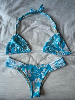 Brazilian bikini. Benatti. Blue Floral Two-Piece Bikini Set